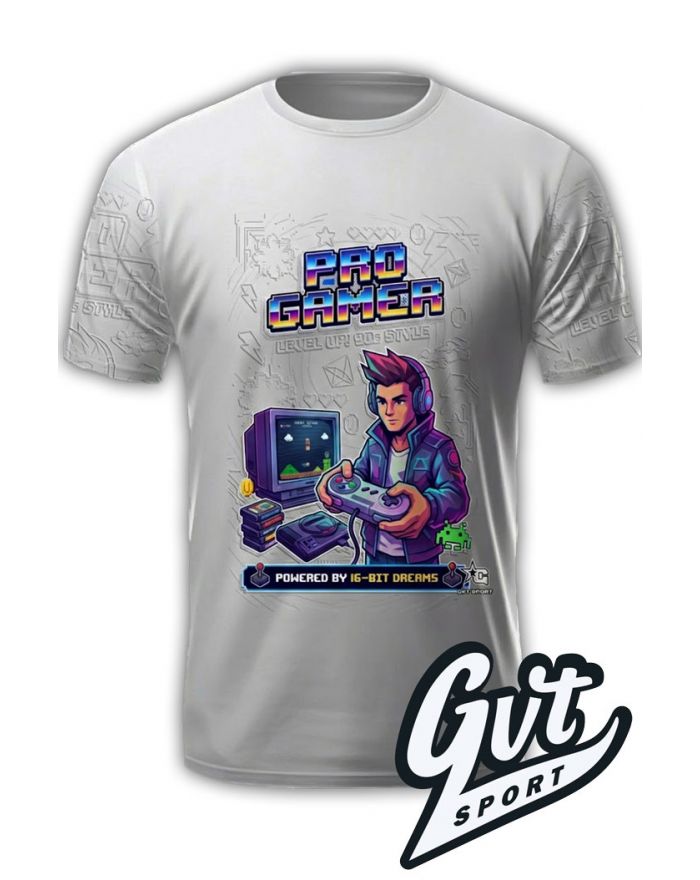 Tee-Shirt E-Sport pro Retrogaming gris par GVT SPORT
