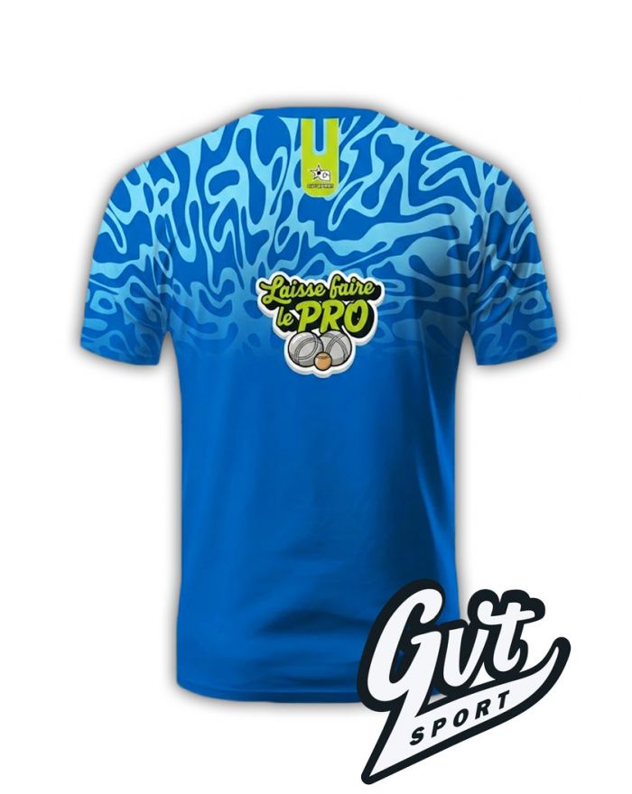 Tee-Shirt GVT Pétanque Homme "LAISSE FAIRE LE PRO" Bleu