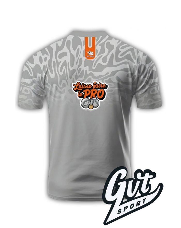 Tee-Shirt GVT Pétanque Homme "LAISSE FAIRE LE PRO" Silver