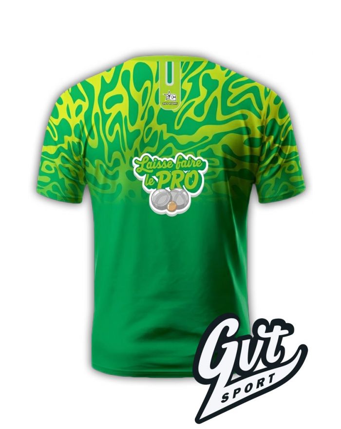 Tee-Shirt GVT Pétanque Homme "LAISSE FAIRE LE PRO" Vert