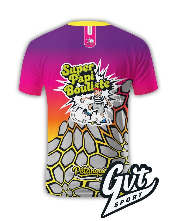 Tee-Shirt GVT Pétanque Homme "SUPER PAPI BOULISTE" Multicolore