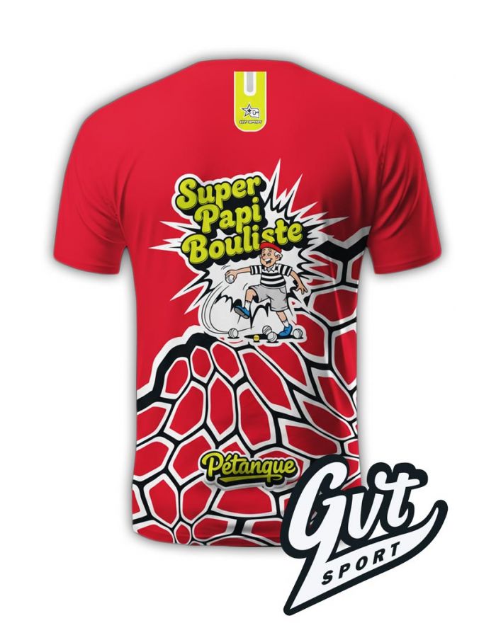 Tee-Shirt GVT Pétanque Homme "SUPER PAPI BOULISTE" Rouge