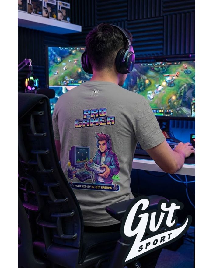 Tee-Shirt E-Sport pro Retrogaming gris par GVT SPORT