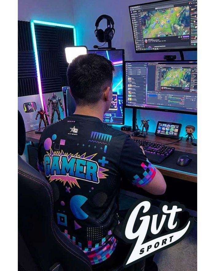 Tee-Shirt Gamer Néon Arcade & Noir