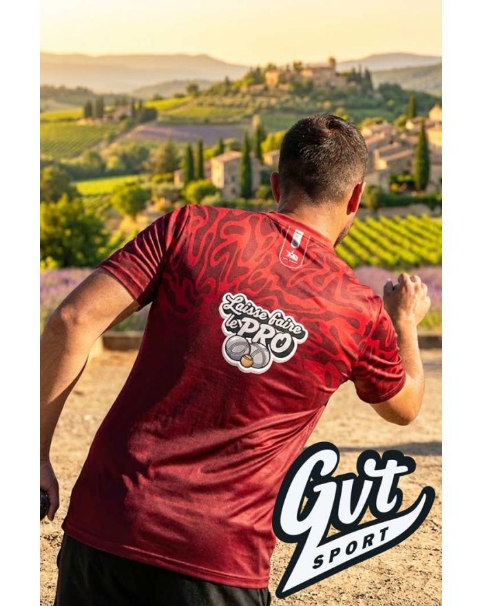 Tee-Shirt GVT Pétanque Homme "LAISSE FAIRE LE PRO" Rouge