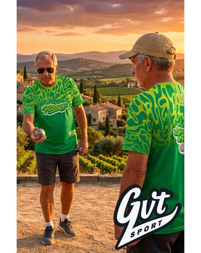 Tee-Shirt GVT Pétanque Homme "LAISSE FAIRE LE PRO" Vert
