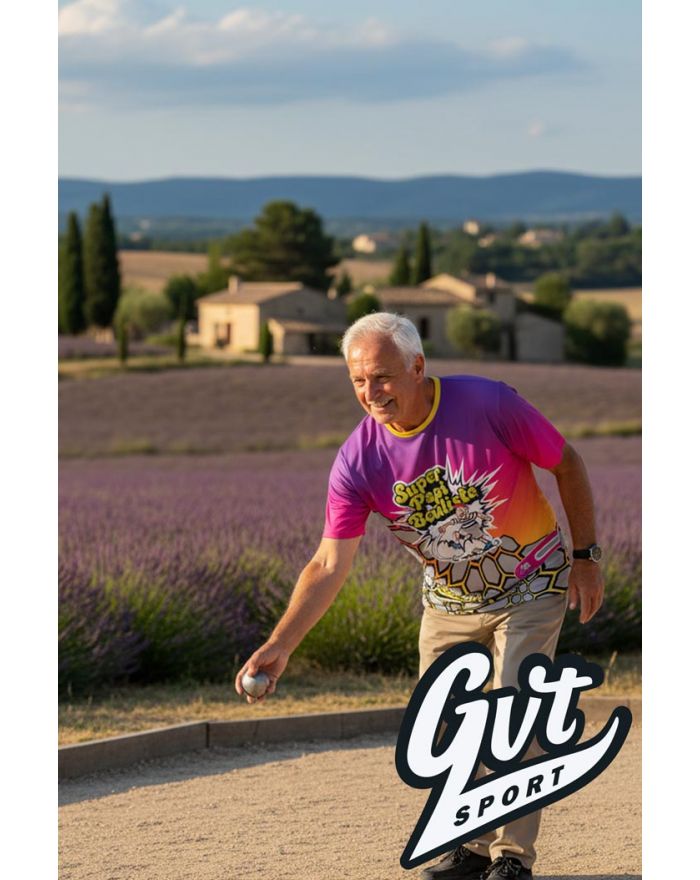 Tee-Shirt GVT Pétanque Homme "SUPER PAPI BOULISTE" Multicolore