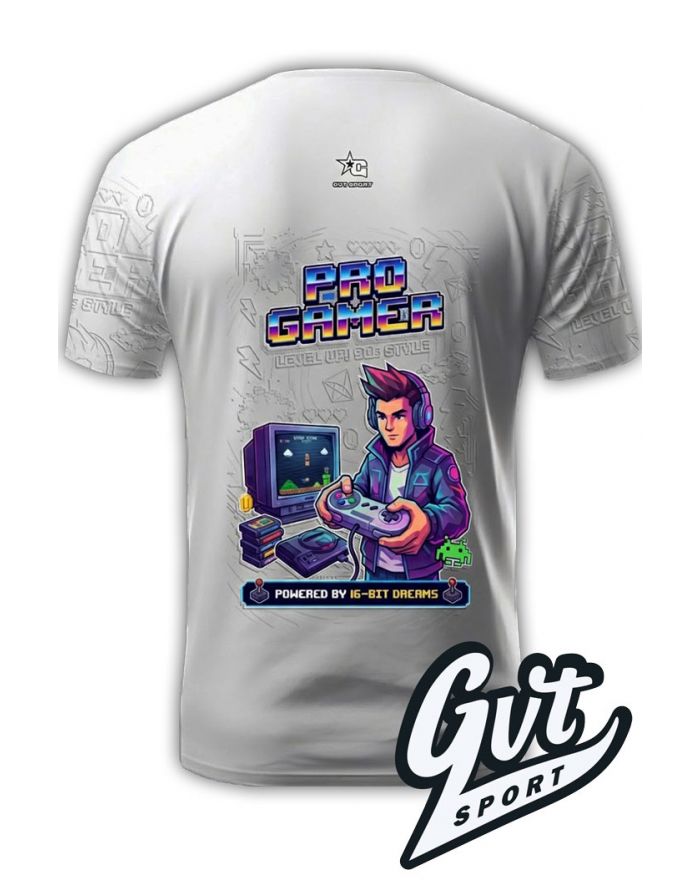 Tee-Shirt E-Sport pro Retrogaming gris par GVT SPORT