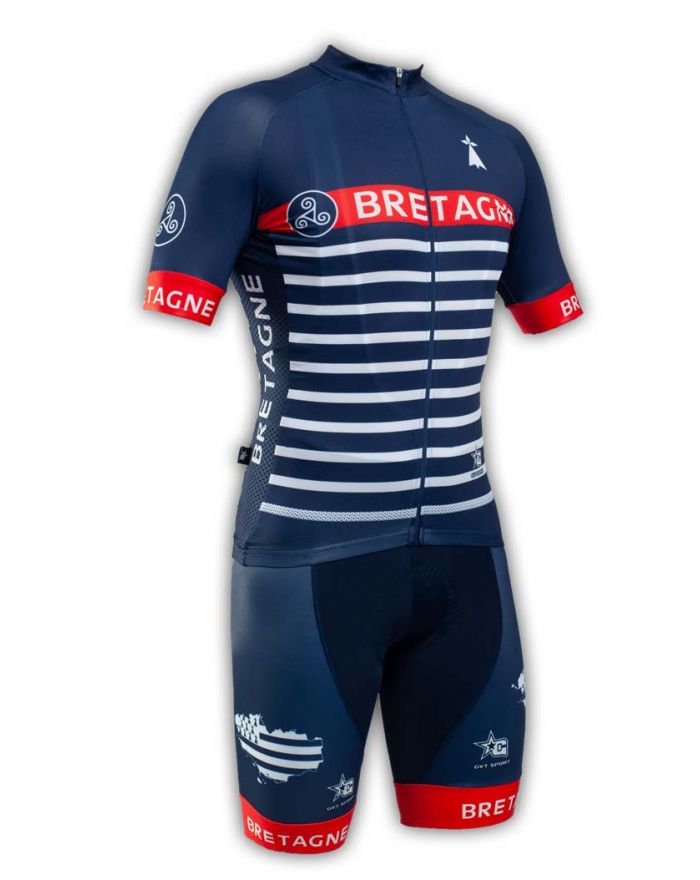 Tenue cycliste GVT Bretagne Marine + Paire de gants et de chaussettes cycliste