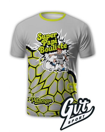 Tee-Shirt GVT Pétanque Homme "SUPER PAPI BOULISTE" Gris