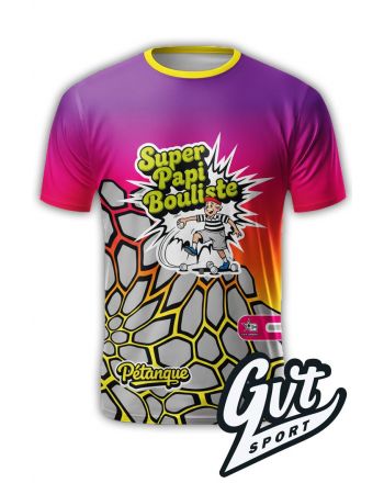Tee-Shirt GVT Pétanque Homme "SUPER PAPI BOULISTE" Multicolore